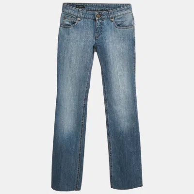 Pre-owned Gucci Blue Washed Denim Straight Leg Jean S Waist 28"
