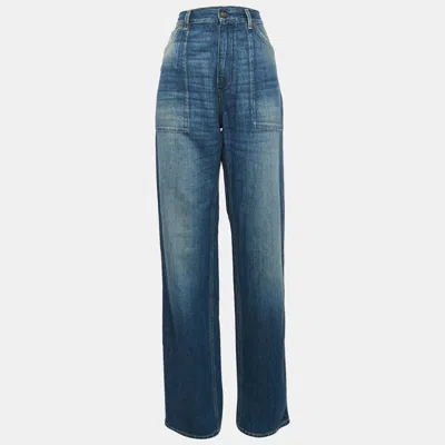 Pre-owned Gucci Blue Washed Denim Straight Leg Jeans S Waist 26"