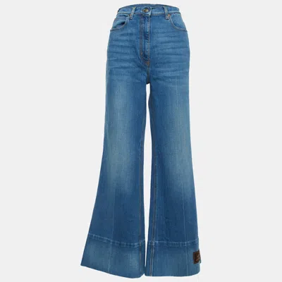 Pre-owned Gucci Blue Washed Denim Wide Leg Jeans M Waist 28"