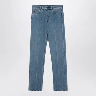 Gucci Blue Washed-out Denim Jeans Women In Brown