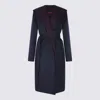 Gucci Navy Blue Wool Blend Reversible Coat In Black