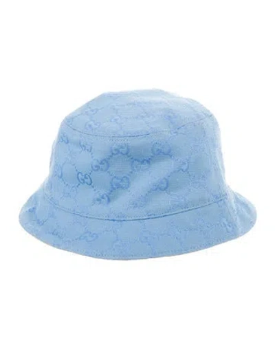 Pre-owned Gucci Blue Yellow Gg Supreme Reversible Bucket Hat W/tags In Multi