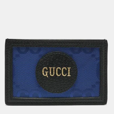 Pre-owned Gucci Blue/black Gg Nylon And Leather Off The Grid Card Case