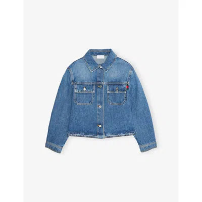 Gucci Kids' Logo-patch Long-sleeve Denim Jacket 6-12 In Blue
