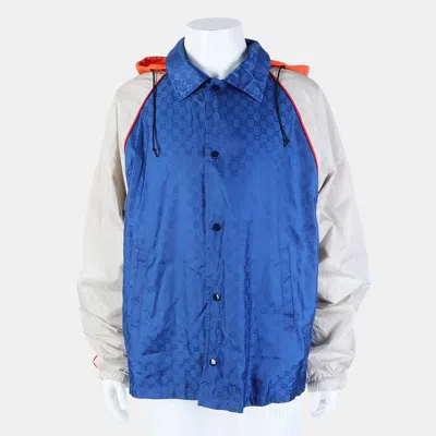Pre-owned Gucci Blue/multicolor Nylon Windbreaker Jacket