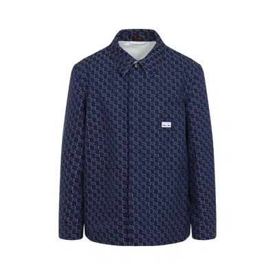 GUCCI GUCCI  BLUE/WHITE JACKET WITH GG SHADOW