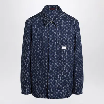 Gucci Gg Shadow-jacquard Cotton Jacket In Blue