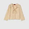 Gucci Diagonal Gg Silk Jacquard Shirt In Neutral
