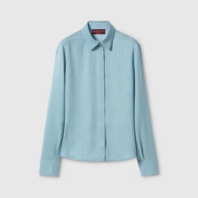 Gucci Interlocking G Silk Jacquard Shirt In Blue