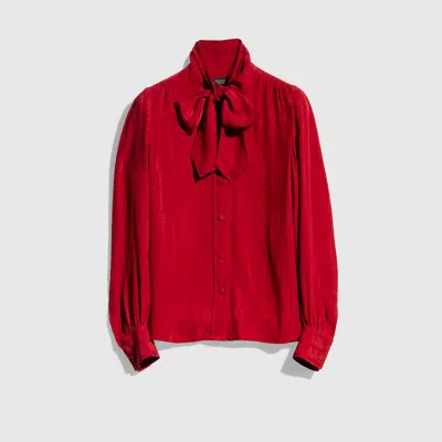 Gucci Bluse Aus Seidenjacquard Mit Gg Ketten-print In Red