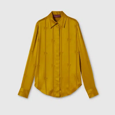 Gucci Equestrian Silk Jacquard Shirt In Yellow