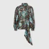 Gucci Printed Silk Twill Shirt In Blue