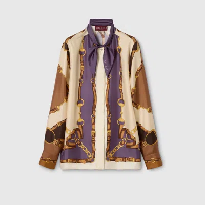 Gucci Bluse Aus Seidentwill Mit Print In Multi