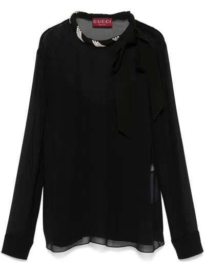 GUCCI CRYSTAL-EMBELLISHED BLOUSE - WOMEN'S - SILK/ACETATE
