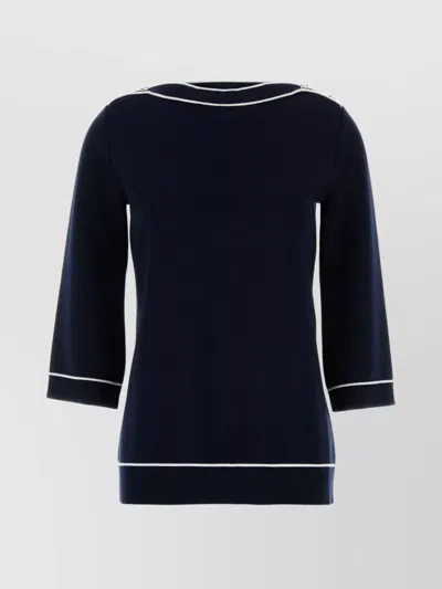 Gucci Boat Neck Knitwear Contrasting Trim In Blue