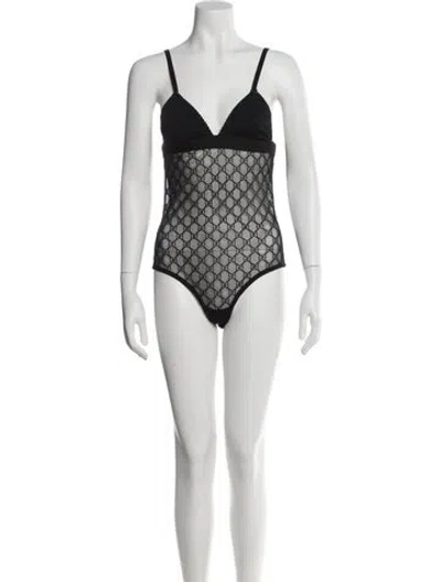 Pre-owned Gucci Bodysuit Lace Bodysuit In Black