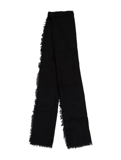 Pre-owned Gucci Bogdan Gg Logo Scarf In Black