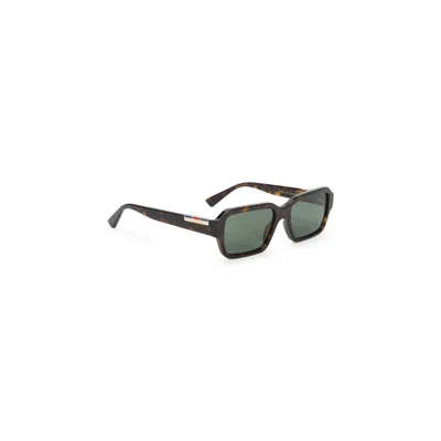 Gucci Bold Angular Frame Brown Acetate Sunglasses By