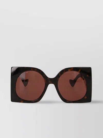 Gucci Bold Square Sunglasses Tortoiseshell Pattern In Black