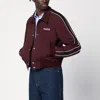 Gucci Collared Jacket Contrast Piping Ribbed Trims In Burgundy