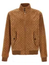 Gucci Brown Jacket With All-over Embossed Gg Motif And Collar With Buttons In Suede Man