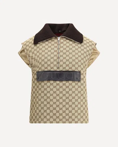 Gucci Bomber Gilet With Single Front Pocket In Nude