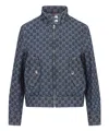 Gucci Classic Bomber Jacket With All-over Logo Pattern In Blue