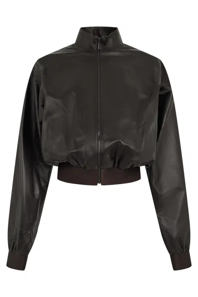 Gucci Bomber Jacket In Soft Nappa Leather In Brown