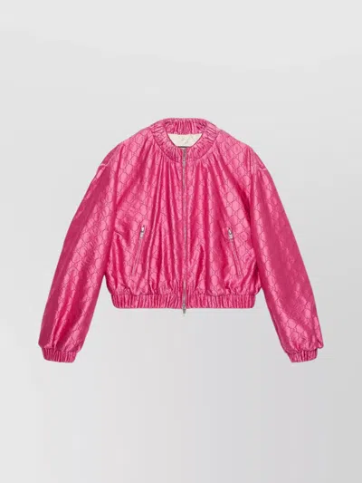 Gucci Bomber Jacket Quilted Elastic Trim In Fuchsia