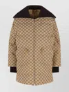 Gucci Bomber Jacket With Ribbed Collar And Cuffs In Neutral