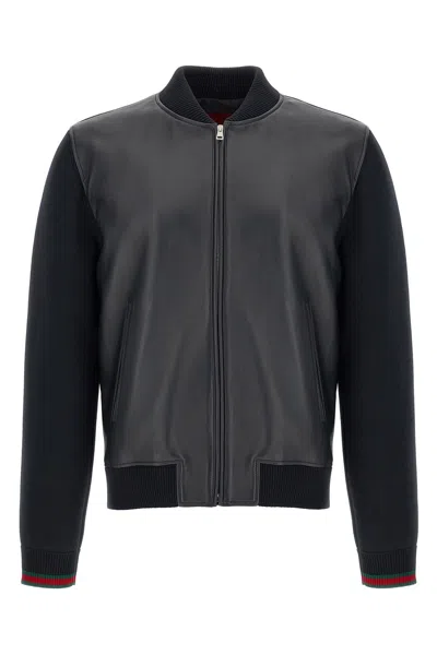 Gucci Bomber Jacket With Tassel And Sweater In Blue