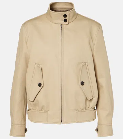 Gucci Bomberjacke Aus Baumwoll-drill In Beige