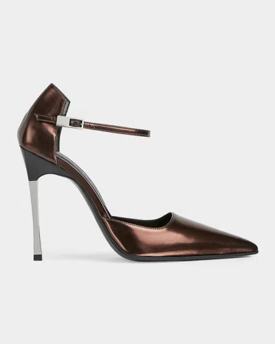 Gucci Bombshell 110mm Laminated Leather Stiletto Pumps In Brown