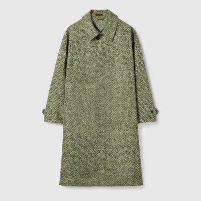 Gucci Bonded Poplin Coat With Bouclé Print In Green