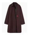 Gucci Bonded Wool Coat With Logo In Burgundy