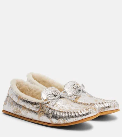 Gucci Bonnie Double G Metallic Leather Loafers In Multi