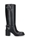 Gucci Below-the-knee Round Toe Leather Boot In Black