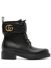 Gucci Womens Black Gg Marmont Round-toe Leather Ankle Boots In Black