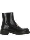 Gucci Horse Collar Button-down Short Boots In Black