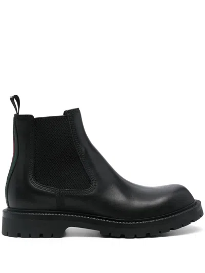 Gucci Chelsea Boots With Web In Black