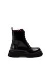 Gucci Thea Black Ankle Boots With Web Detail In Leather Woman In Black  