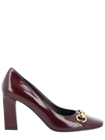 Gucci Maroon Slip On Pumps In Brown