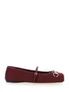 Gucci Bordeaux Ballet Shoes With Horsebit And Bow Detail On The Front In Canvas Woman In Burgundy