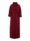 Gucci Bordeaux Coat With Adjustable Stand-up Collar And Drawstring Waist In Gg Canvas Woman In Multicolor