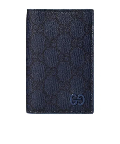 Gucci Bordeaux Interior Gg Long Card Case In Blue