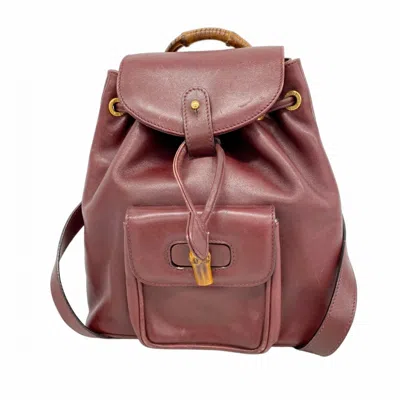 Pre-owned Gucci Bordeaux Leather Backpack () In Burgundy