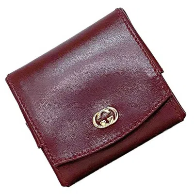 Pre-owned Gucci Bordeaux Leather Coin Purse/coin Case () In Burgundy