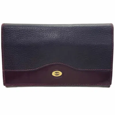 Pre-owned Gucci Bordeaux Leather Long Wallet (bi-fold) () In Burgundy
