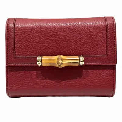Pre-owned Gucci Bordeaux Leather Wallet (tri-fold) () In Burgundy