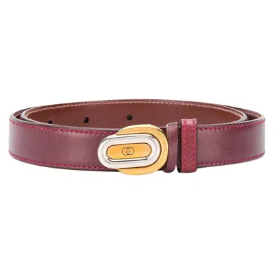Pre-owned Gucci Bordeaux Mini Gg Buckle Belt In Brown